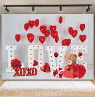 Valentine's Day Backdrop Red Love Heart Balloon Romantic Bridal Shower Photography Background