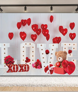 Valentine's Day Backdrop Red Love Heart Balloon Romantic Bridal Shower Photography Background