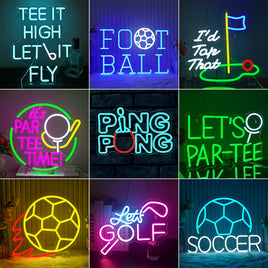 Ball Neon Sign Led Light Up Sign Table Tennis Club Wall Decor Football Neon Golf Course Light