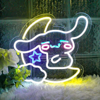 Cinnamoroll LED Light Sanrio Neon Sign Hug the Moon Neon Wall Light Cute Anime Room Decor