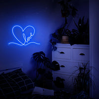 Love Neon Sign Love Heart LED Lights Wall Art Decor Valentines Gift for Girl Friend Bedroom Night Lamp Game Home