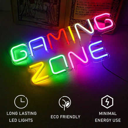 Gaming Zone Neon Led Sign for Wall Decor Game Neon Lights Signs with USB For Game Room Bedroom Gifts