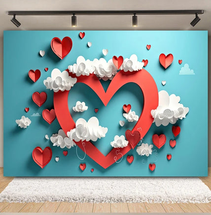 Valentine's Day Backdrop Red Love Heart Balloon Romantic Bridal Shower Photography Background