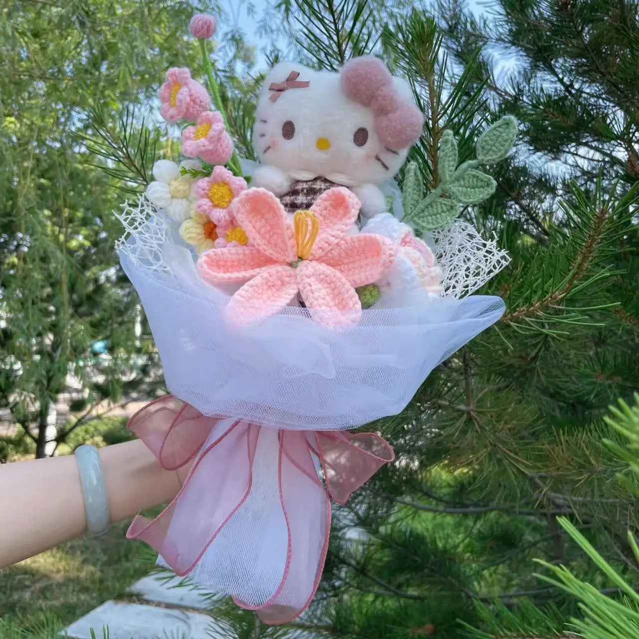 My Melody Kuromi Cinnamoroll Hello Kitty Plush Doll Creative Handmade Bouquet Valentine Graduation Gifts