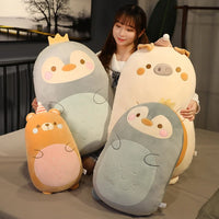 Fat Kawaii Chicken Bear Rabbit Penguin Piggy Dinosaur Plush Pillow Toys Soft Stuffed Animal Chair Cushion Gift