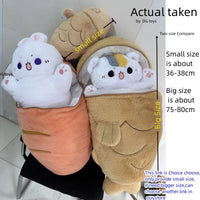 Taiyaki Cat Plush Toy Anime Figure Cat Hiding in Cushion Bag Ferry Animals Plushie Throw Pillow