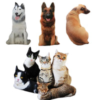 Cute Lifelike 3D Cat Dog Plush Toys Stuffed Soft Animal 50cm Sleep Pillow Sofa Cushion Home Decor Gift