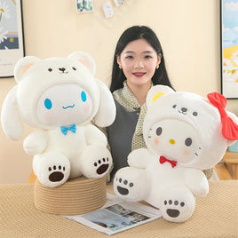 45cm Cute Hello Kitty Kuromi Melody Plush Toy Kawaii Cinnamoroll Big Ear Dog Soft Sleeping Pillow Kids Gift