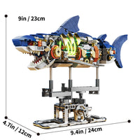 Shark Sea Life Building Blocks Set with Display Stand and Lights, Block Gift for Kids and Adults 687pcs