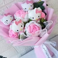 Hello Kitty Plush Bouquet  Anime Rose Soap Flowers Home Wedding Decoration Christmas Valentine's Day Gift