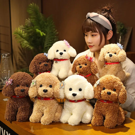 Creative Realistic Teddy Dog Lucky Simulation Dog Poodle Plush Toys Handmade Realistic Figure Toy Plush Stuffed Animals