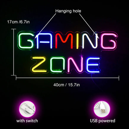 Gaming Zone Neon Led Sign for Wall Decor Game Neon Lights Signs with USB For Game Room Bedroom Gifts