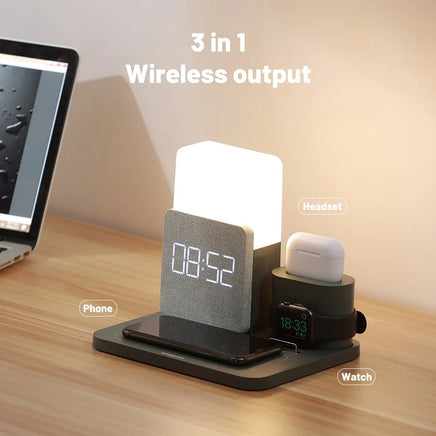 LED Light Bedside Lamp Qi Wireless Charger Dock - Lusy Store LLC 