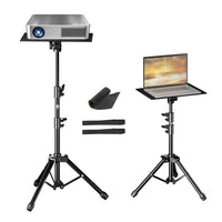 Adjustable Projector & Laptop Tripod Stand with Tray and Hose Clip