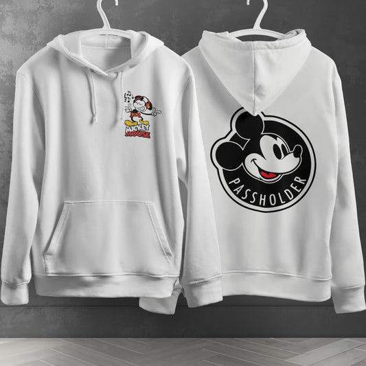 Mickey Mouse Hoodie Vintage White Khaki Hoodie Long Sleeve Hooded Pullover Personality Streetwear