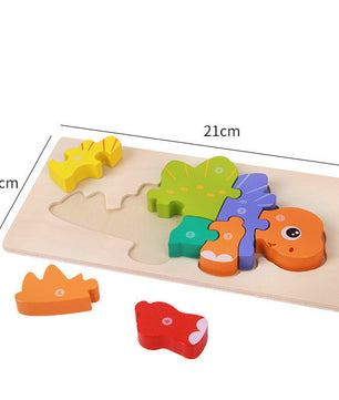 Wooden Montessori 3D Puzzle for Kids – Dinosaur Edition