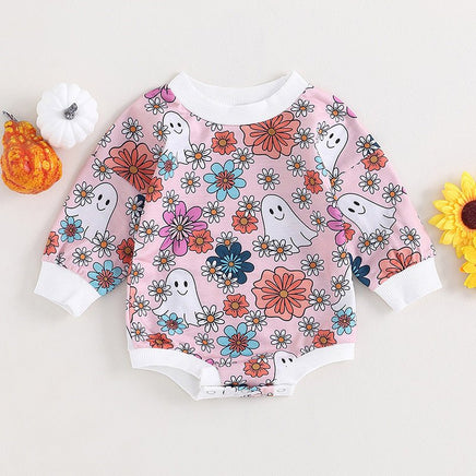 Autumn Halloween Baby Jumpsuit Flower Ghost Long - sleeve Jump Suit - Lusy Store LLC