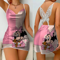 Backless Dress Minnie Mouse Mickey Pajama Skirt Bow Knot Womens Fashion - Lusy Store LLC