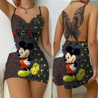 Bow Knot Fashion Dresses Pajama Skirt Satin Surface Mickey Slip Dress Minnie Mouse Womens Party Elegant Women - Lusy Store LLC