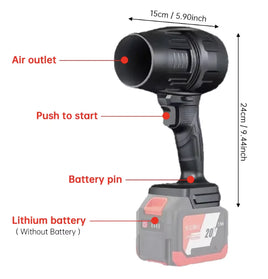 1000W Handheld Turbo Fan Air Blower, Stepless Speed, 500g Thrust, Compatible with Makita Battery - Lusy Store LLC 