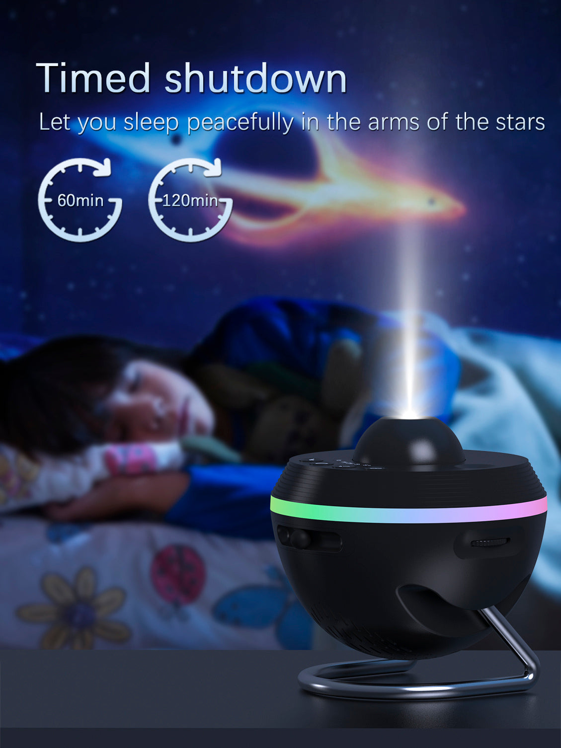 Space Ball Meteor 5 - 13-in-1 Galaxy Night Light Projector with Silent 360° Rotation