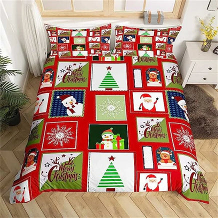 Christmas Duvet Cover Bow Pattern Comforter Covers Xmas Gift Decorations for Children - Lusy Store LLC