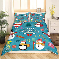 Christmas Duvet Cover Bow Pattern Comforter Covers Xmas Gift Decorations for Children - Lusy Store LLC