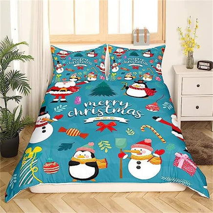 Christmas Duvet Cover Bow Pattern Comforter Covers Xmas Gift Decorations for Children - Lusy Store LLC