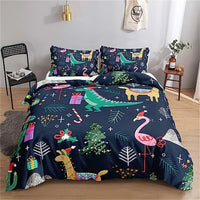 Christmas Duvet Cover Bow Pattern Comforter Covers Xmas Gift Decorations for Children - Lusy Store LLC