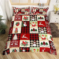 Christmas Duvet Cover Bow Pattern Comforter Covers Xmas Gift Decorations for Children - Lusy Store LLC