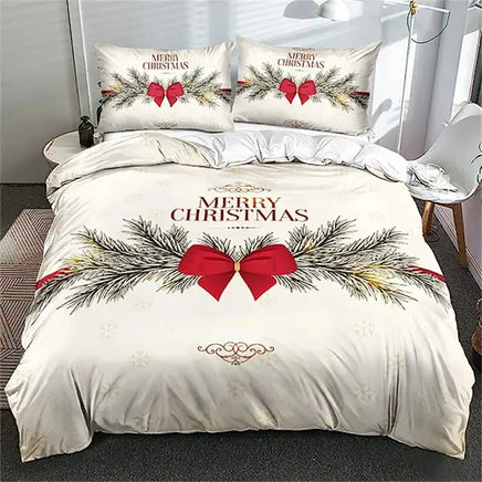 Christmas Duvet Cover Bow Pattern Comforter Covers Xmas Gift Decorations for Children - Lusy Store LLC