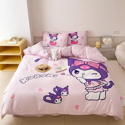 Cinnamoroll Duvet Cover Cartoon Kuromi Hello Kitty Quilt Cover and Pillowcase for Bedroom Decoration - Lusy Store LLC