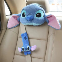 Comfortable Stitch Car Headrest Neck Pillow and Safety Belt Cover set - Lusy Store LLC