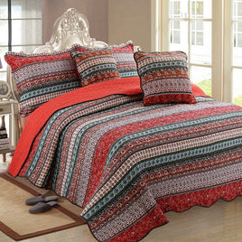 Cotton and Linen Style Three - Piece Wash Quilt Set - Lusy Store LLC