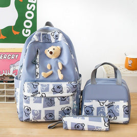 Cute Bear Lunch Box Three - piece Set for Elementary and Middle School Students - Women's Schoolbags - Lusy Store LLC