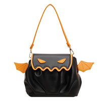 Cute Contrast Color Pleated Halloween Little Devil Pumpkin Cloud Bag - Lusy Store LLC