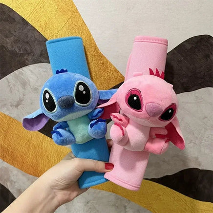 Cute Kawaii Stitch Angel Car Seat Belt Plush Shoulder Cover for Men and Women - Lusy Store LLC