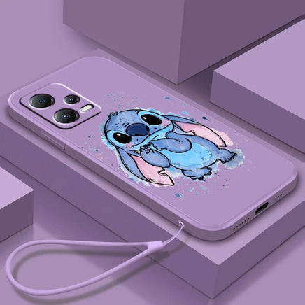 Cute Stitch Lilo Cartoon Liquid Rope Soft Phone Case for Xiaomi Redmi Note 13/12S/11T/10 Pro Plus - Lusy Store LLC