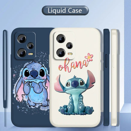 Cute Stitch Lilo Cartoon Liquid Rope Soft Phone Case for Xiaomi Redmi Note 13/12S/11T/10 Pro Plus - Lusy Store LLC