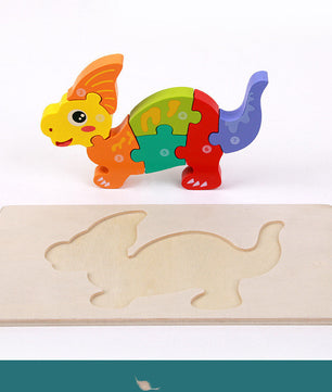 Wooden Montessori 3D Puzzle for Kids – Dinosaur Edition