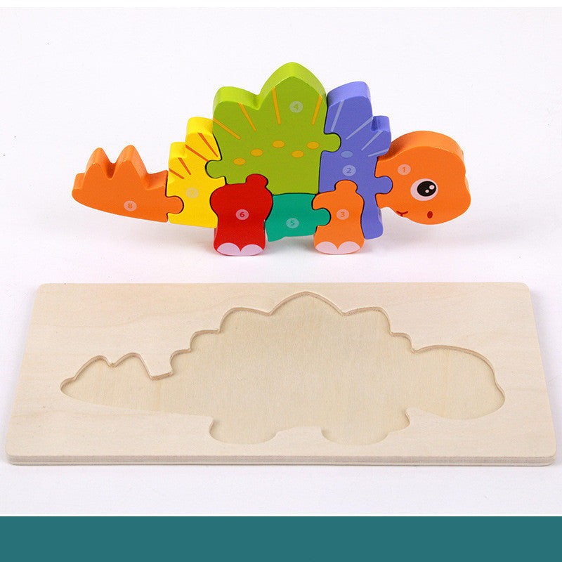 Wooden Montessori 3D Puzzle for Kids – Dinosaur Edition