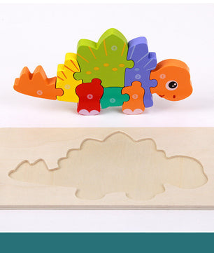 Wooden Montessori 3D Puzzle for Kids – Dinosaur Edition