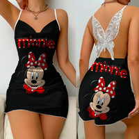 Elegant Dresses for Women Slip Dress Minnie Mouse Pajama Skirt Bowknot Mickey Womens Fashion - Lusy Store LLC