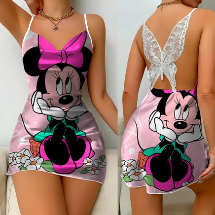 Elegant Dresses for Women Slip Dress Minnie Mouse Pajama Skirt Bowknot Mickey Womens Fashion - Lusy Store LLC