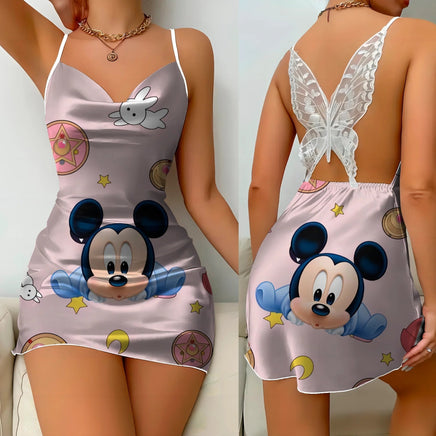 Elegant Dresses for Women Slip Dress Minnie Mouse Pajama Skirt Bowknot Mickey Womens Fashion - Lusy Store LLC