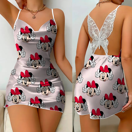 Elegant Dresses for Women Slip Dress Minnie Mouse Pajama Skirt Bowknot Mickey Womens Fashion - Lusy Store LLC