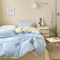 Elegant Solid Color Four Piece Duvet Cover Set with Beautiful Lace Edge - Lusy Store LLC