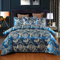 Floral Jacquard Satin Duvet Cover Set 3 Piece Luxury Silk Like Bedding Comforter Cover Set - Lusy Store LLC