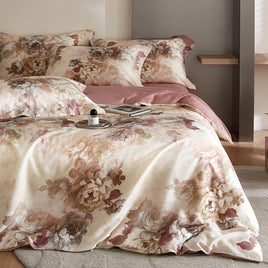 Flower Tencel Digital Printed Bedding Set - Four - Piece Set - Lusy Store LLC