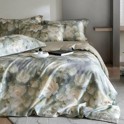 Flower Tencel Digital Printed Bedding Set - Four - Piece Set - Lusy Store LLC